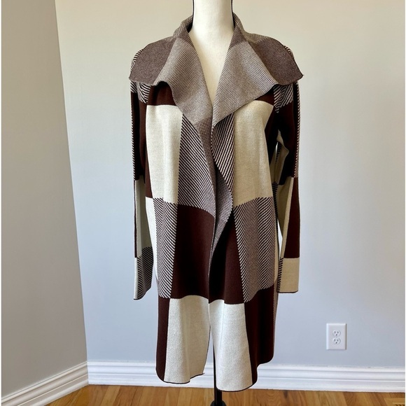 Merokeety knit sweater Coat cardigan blazer size medium office layer color block - Picture 2 of 8